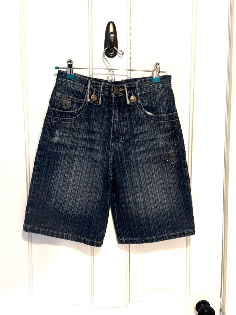 FUBU Women's Dark Blue Denim Jean Shorts